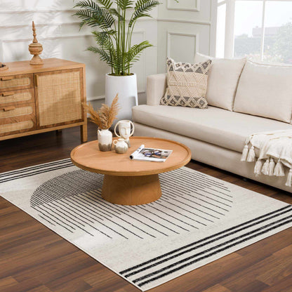 Angus Black  White Geometric Area Rug - Modern Home Décor