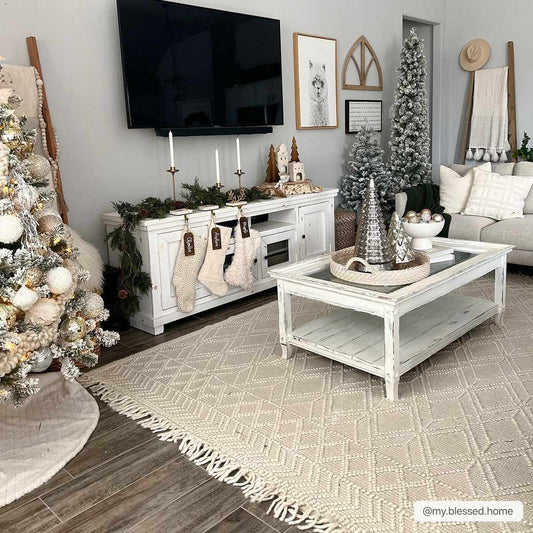 Beige Wool Rug - Ramsbury Trellis Design for Cozy Interiors