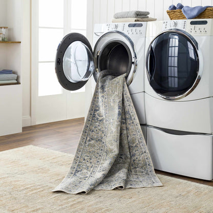 Washable Blue Flat Pile Rug - Stylish Durable Home Decor