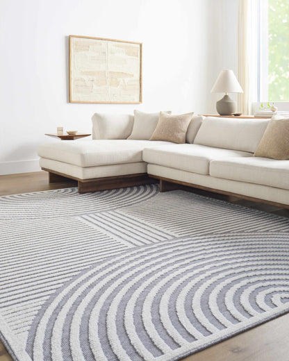 Colorful Kids Area Rug - Rainbow Washable Playroom Rug in Deron Gray
