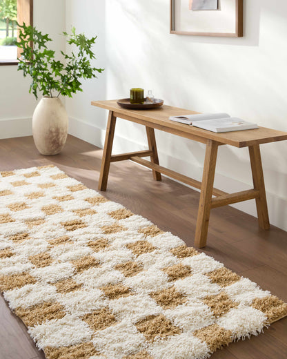 Mustard Checkered Area Rug - Cozy Stylish Home Decor