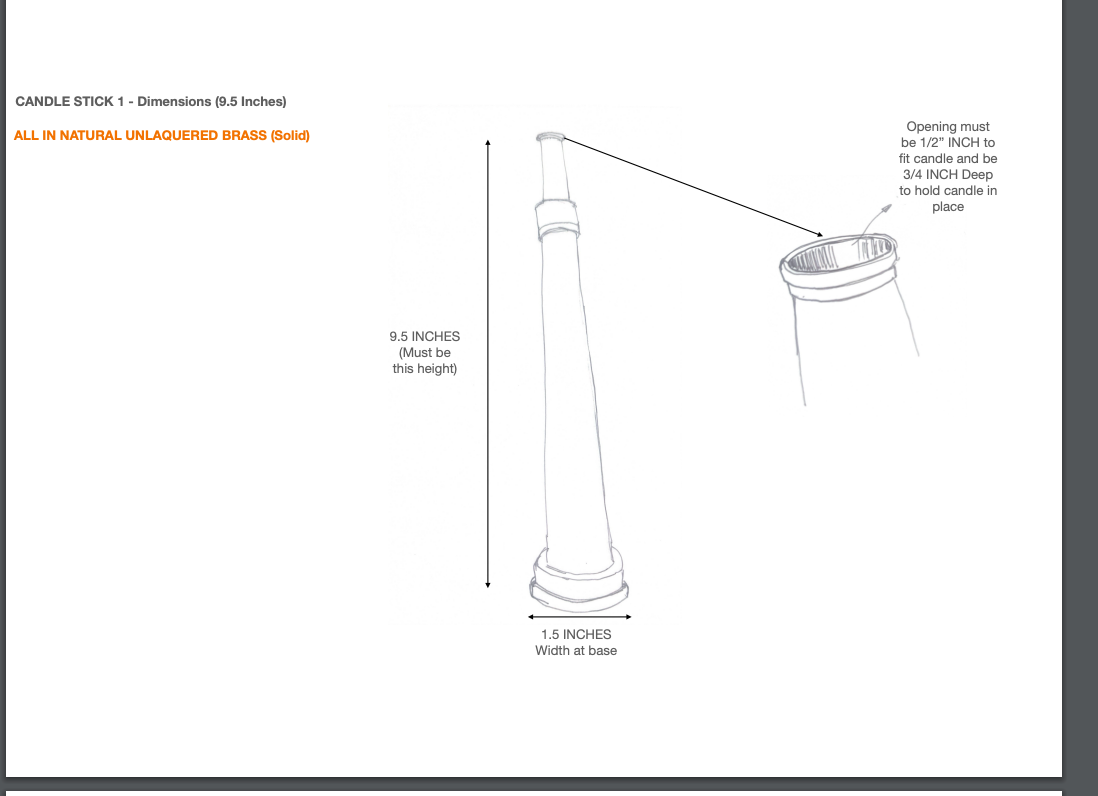 Pedido personalizado: candelabro de latón, dimensión 9,5 pulgadas