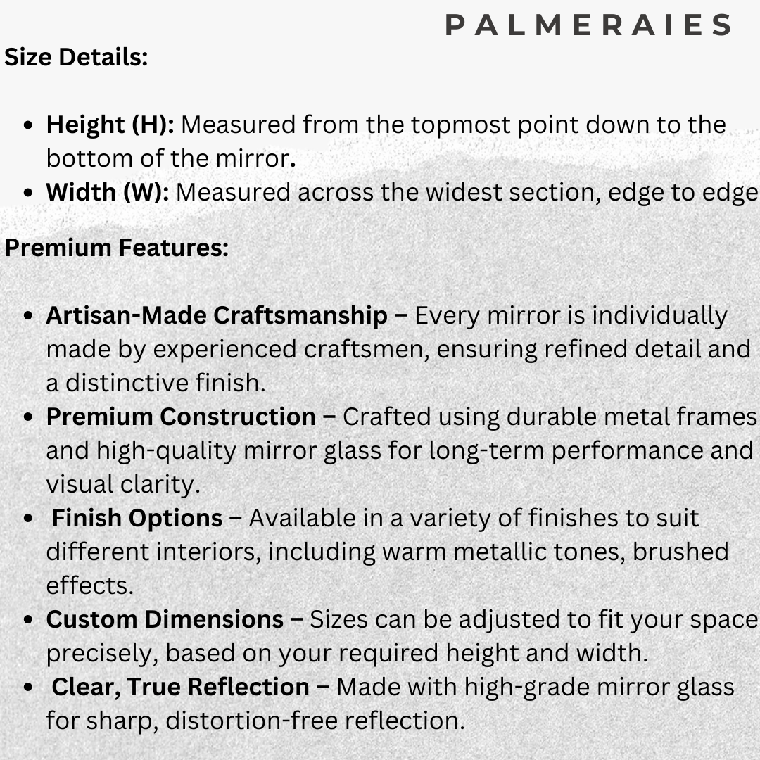 Text detailing size measurements, premium features