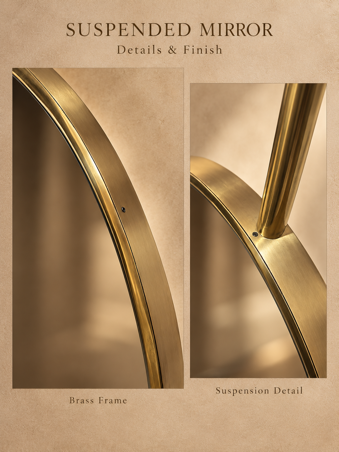 Double-Sided Oval Brass Mirror | Ceiling-Suspended Vanity Mirror