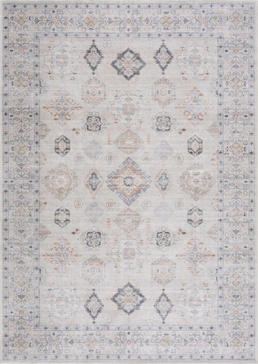 Beige Vintage Washable Area Rug - Durable Beckett Collection