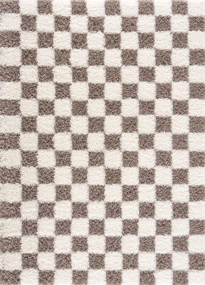 Brown Checkered Area Rug - Cozy Stylish Home Decor