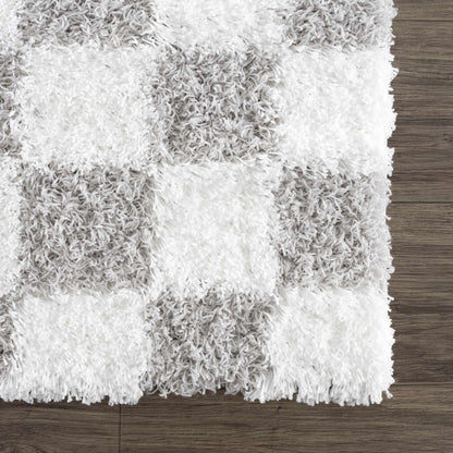 Gray Checkered Area Rug - Modern Stylish Home Decor
