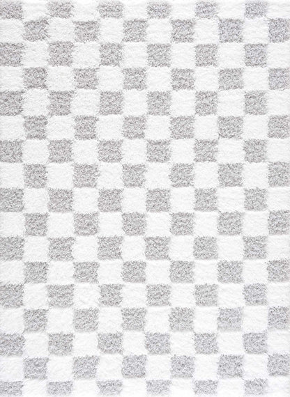 Gray Checkered Area Rug - Modern Stylish Home Decor