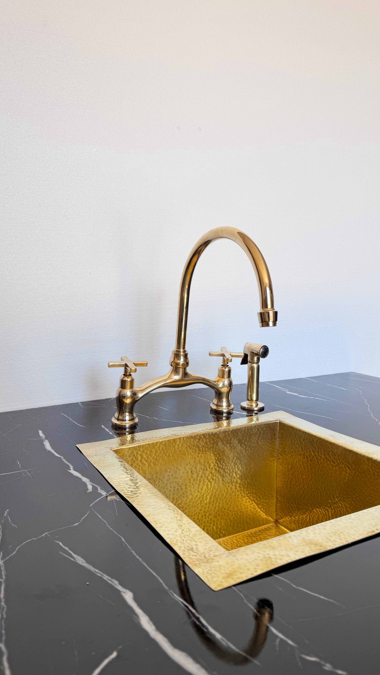 Antique Brass Kitchen Faucet with brass sink 