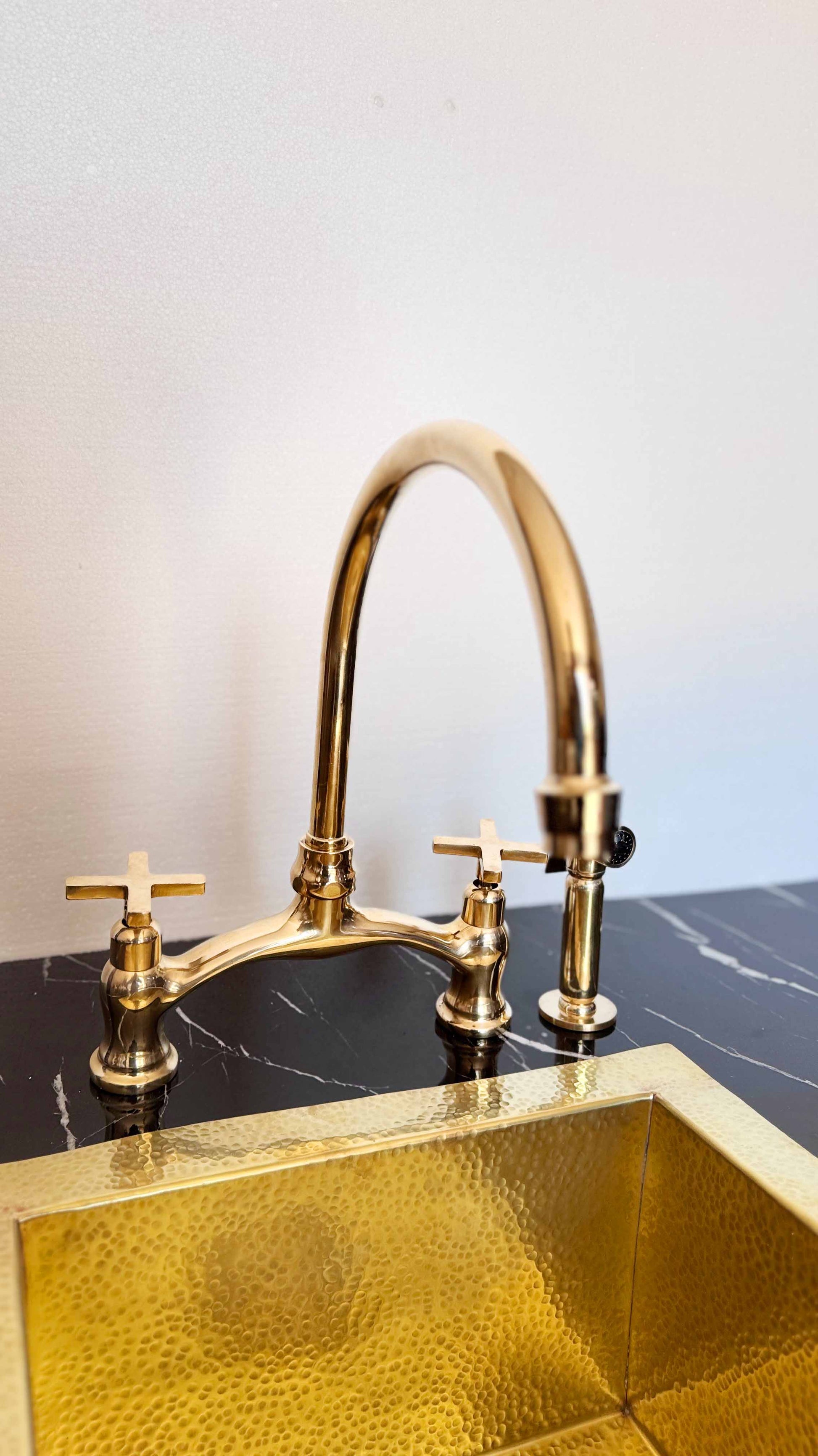 Antique Brass Kitchen Faucet in modern kitchen