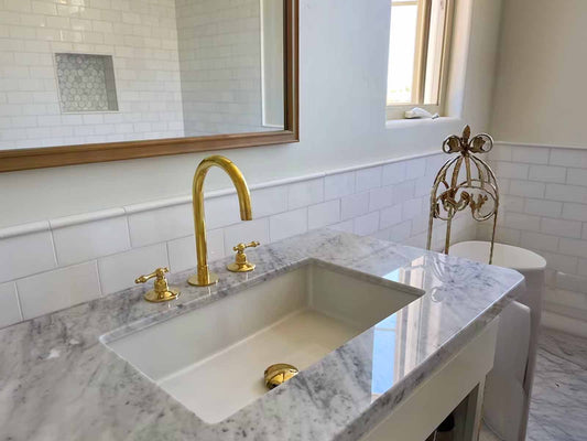 Brass kitchen faucet