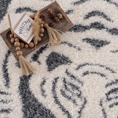 Tibetan Tiger Plush Rug - Zane Collection Charcoal Decor