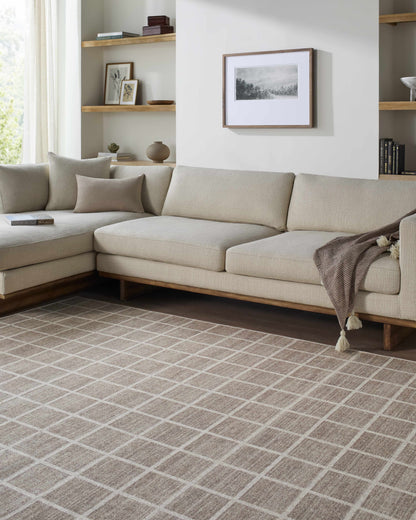 Washable Checkered Wool Area Rug - Stylish Durable Home Decor