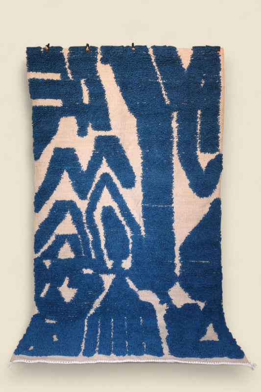 Ziriya Moroccan Rug – Bold Blue Abstract Wool Design
