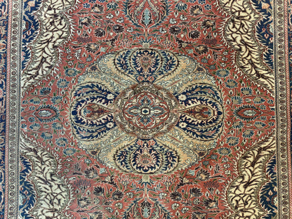 Turkish Kayseri Rug 6x10 Antique Hand-Knotted Wool Floral Medallion Oriental Carpet Red