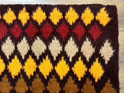 Shaggy Balouch Rug Three By Four Hand Knotted Afghan Wool Tribal Multicolor Area Rug