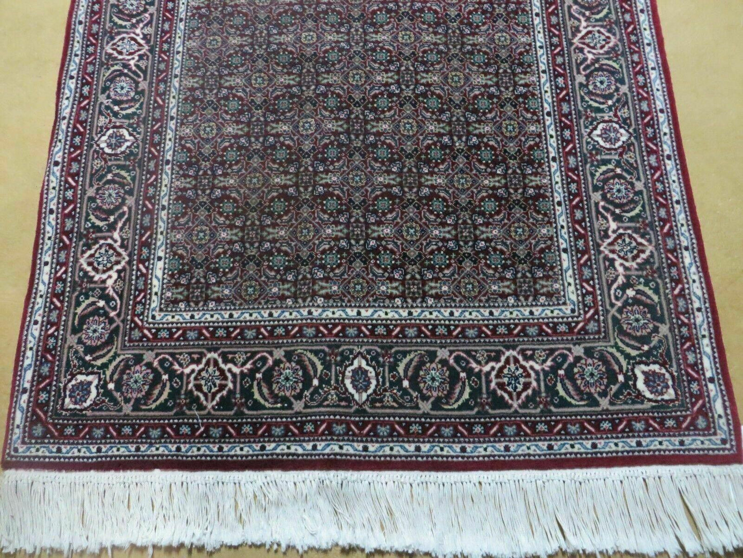 Amritsar Wool Silk Rug Vintage Handmade Medallion Harati Pattern 3x5 Indian Antique