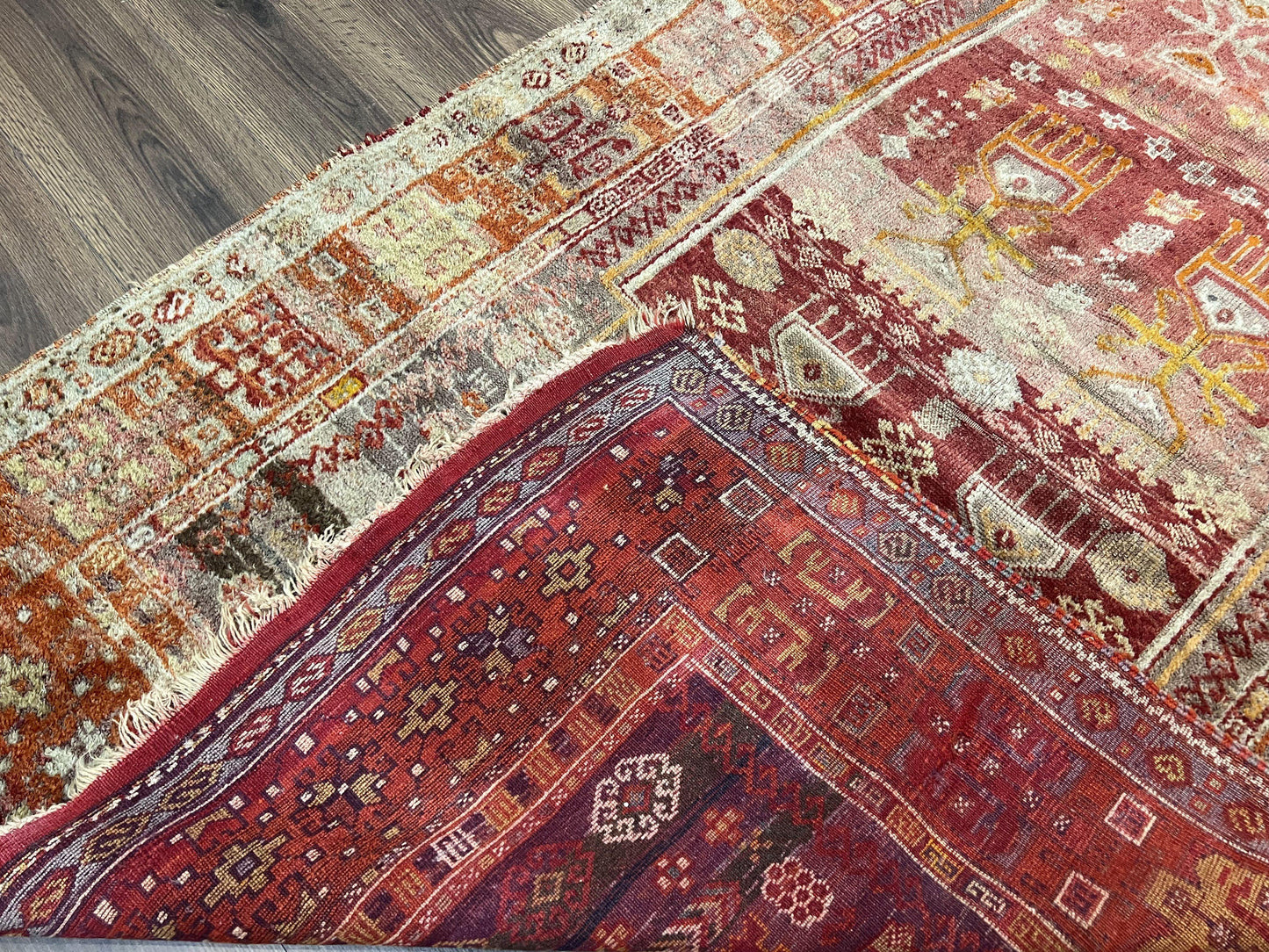 Antique Turkish Melas Rug 4x7 Hand Knotted Wool Area Rug Tribal Geometric