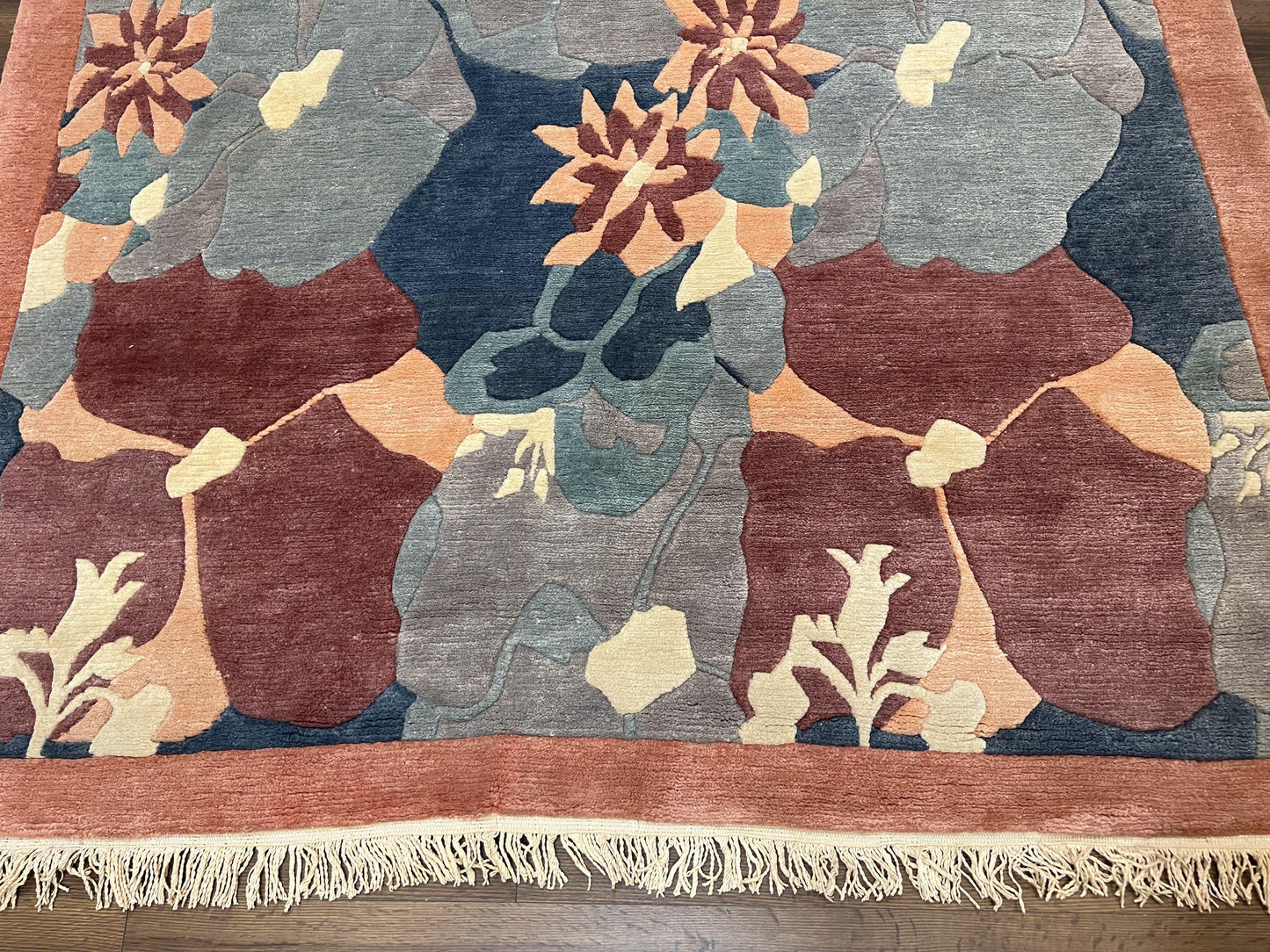 Modern Tibetan Rug Hand Knotted Wool Carpet 6x8 Multicolor Floral Abstract Pattern