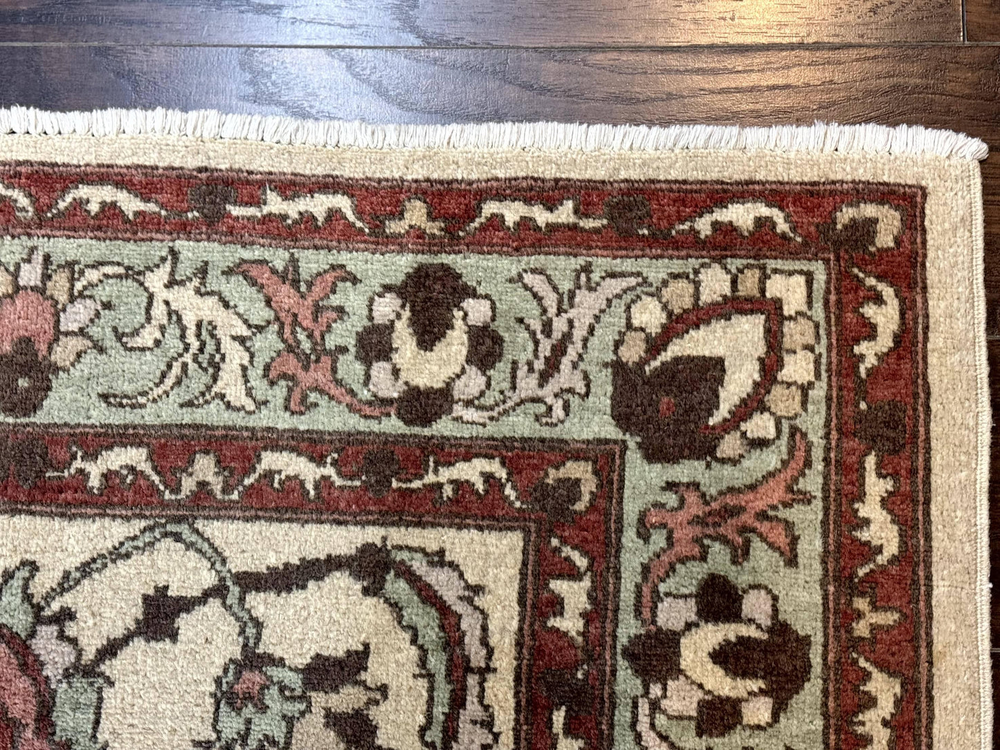 Indo Mahal Rug 4 x 5.6, Indian Handmade Wool Area Rug