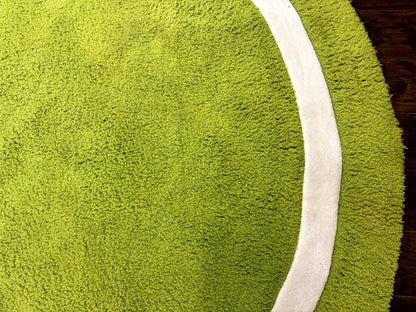 Vintage Lime Green Round Wool Rug 9x9 Hand Tufted Open Field