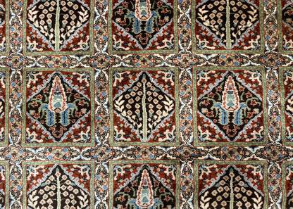 Sino Persian Wool Rug 8x10 Hand Knotted Panel Design Cedar Trees Brown Multicolor