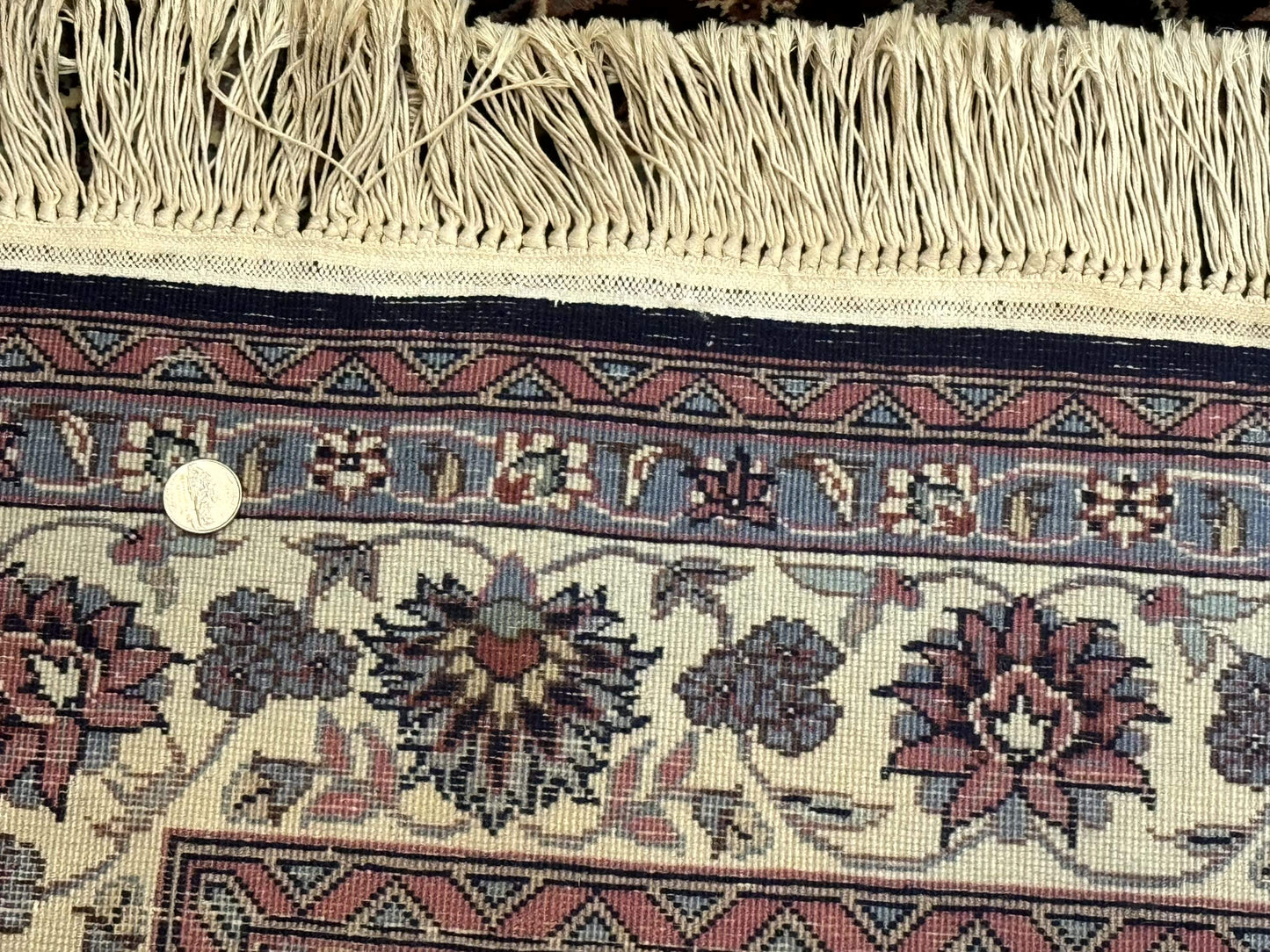 Sino Persian Rug 4x6 Navy Blue Cream Floral Oriental Carpet Handmade Wool