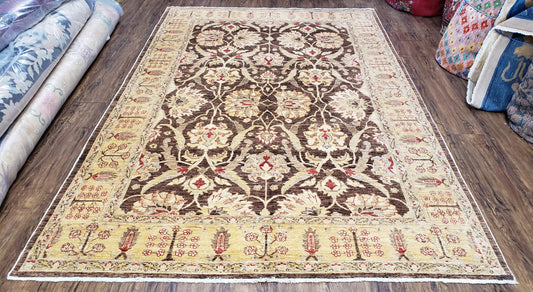 Vintage Peshawar Area Rug 6x9 Hand Knotted Wool Mahal Sultanabad Rug