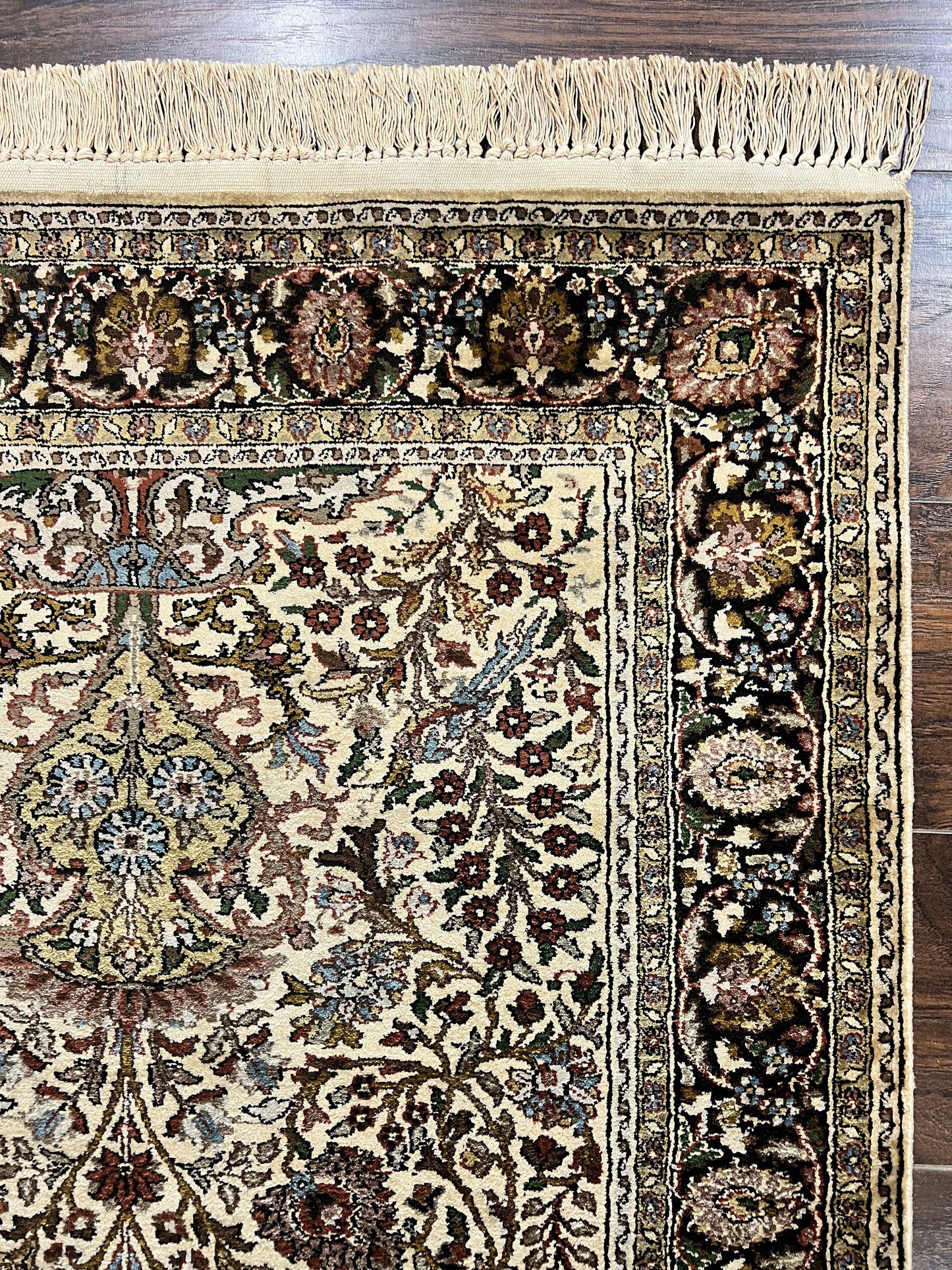 Turkish Kayseri Silk Rug 3x5, Tree of Life Silk Oriental Carpet, Birds Persian Vase Design, Hand Knotted Vintage Fine Rug, 340 KPSI