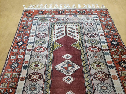 Turkish Rug Hand Knotted Wool 4 Ft 4 In By 7 Ft 6 In Vintage Oriental Tribal Talesh