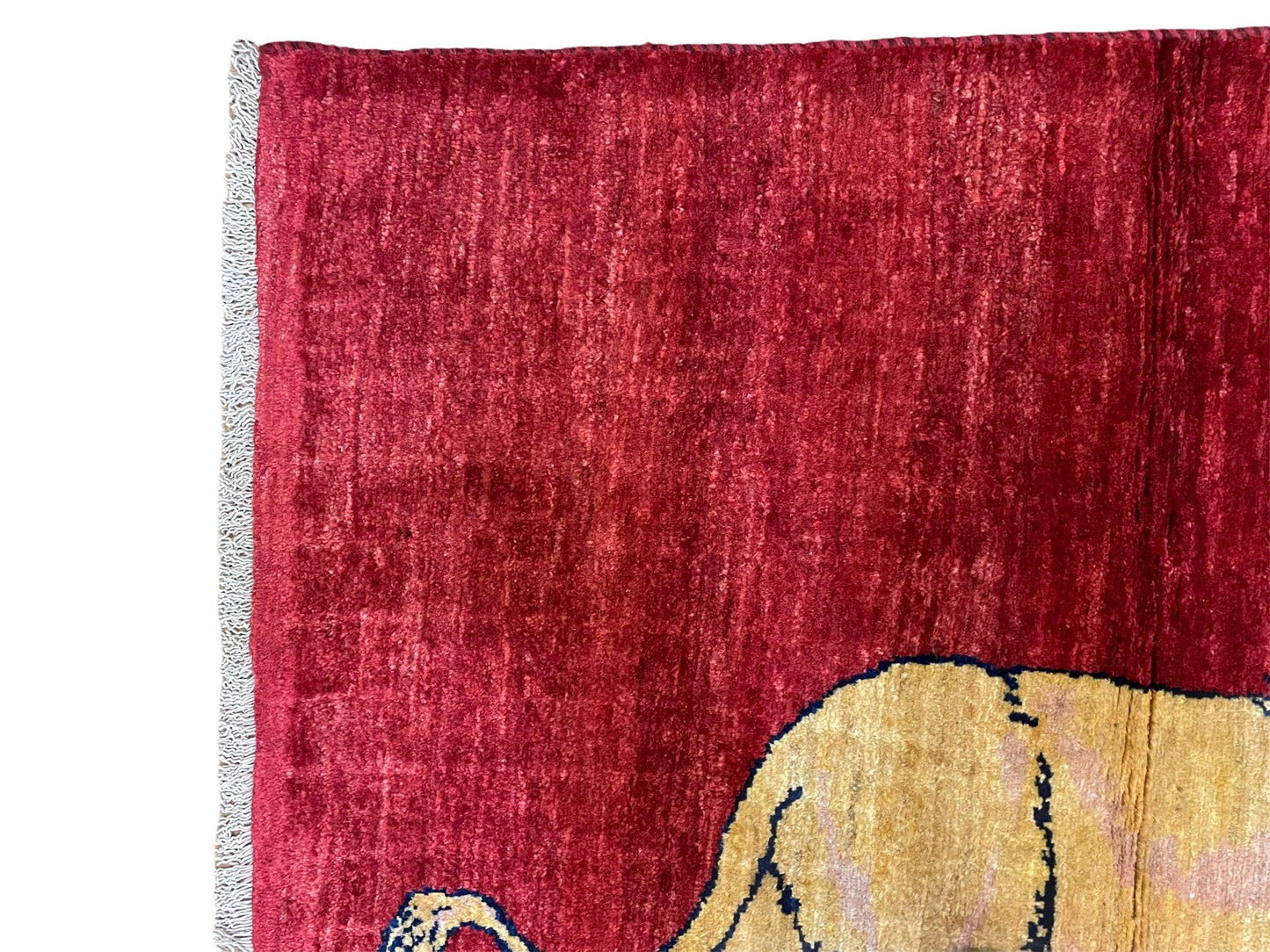 Handmade Hand Knotted Wool Rug Lion Pictorial 3x5 Vintage New