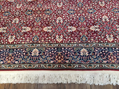 Vintage Turkish Sivas Area Rug 6x9 Hand Knotted Wool Red And Midnight Blue Floral Oriental Carpet