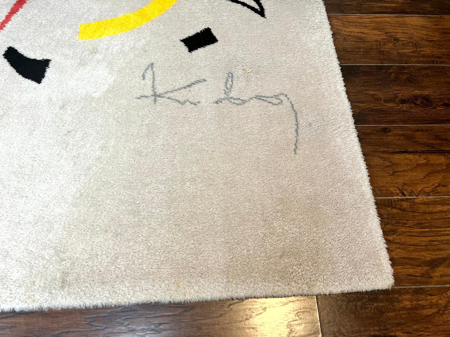 Danish Rya Shag Rug 6x9, EGE Axminster Carpet, Ivory, Modern Abstract Rug, Signed by Designer