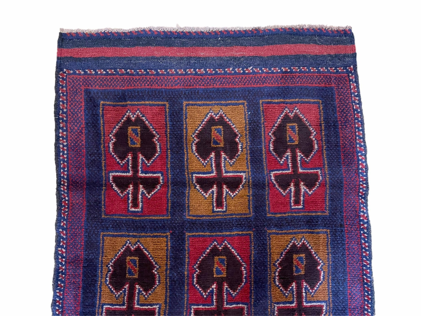 Balouchi Afghan Rug Vintage Handmade Tribal Wool 3x5 Blue Red