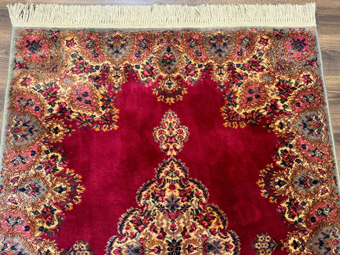 Karastan Rug 4x6 Red Medallion Kirman #762, Wool Vintage Original 700 Series