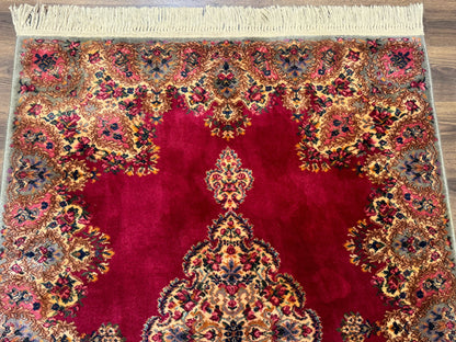 Karastan Rug 4x6 Red Medallion Kirman #762, Wool Vintage Original 700 Series