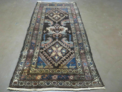 Antique Handmade Wool Rug From India With Floral Oriental Design