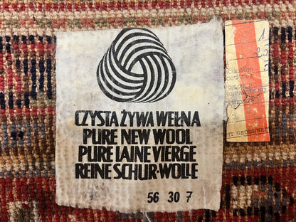 Belgium Power Loomed Wool Rug 8x12 Geometric Medallions Persian Tribal Pattern Ivory Red Blue