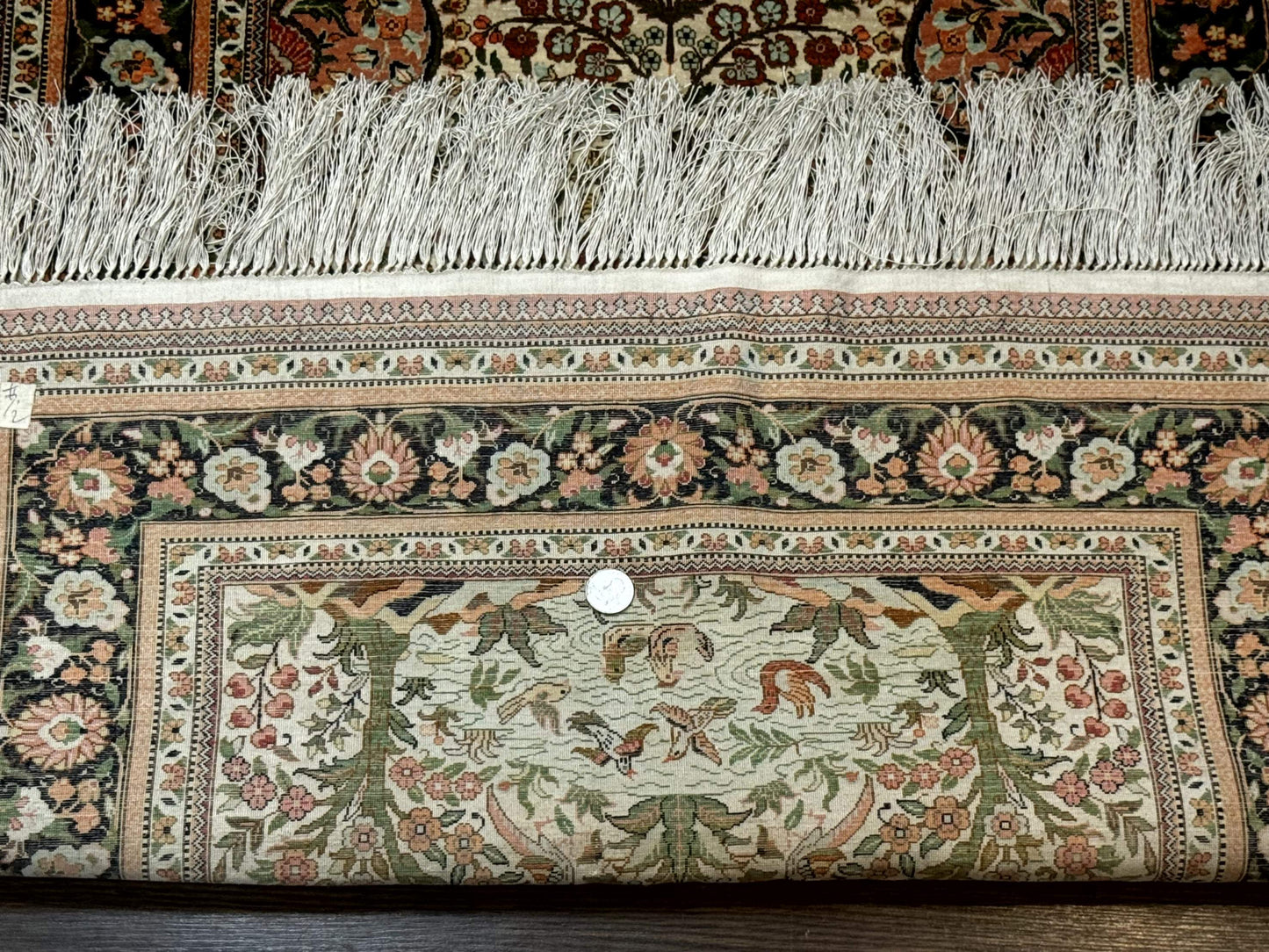 Handmade Silk Rug 2.6 By 4 Tree Of Life Vase Bird Pictorial Very Fine 630 KPSI