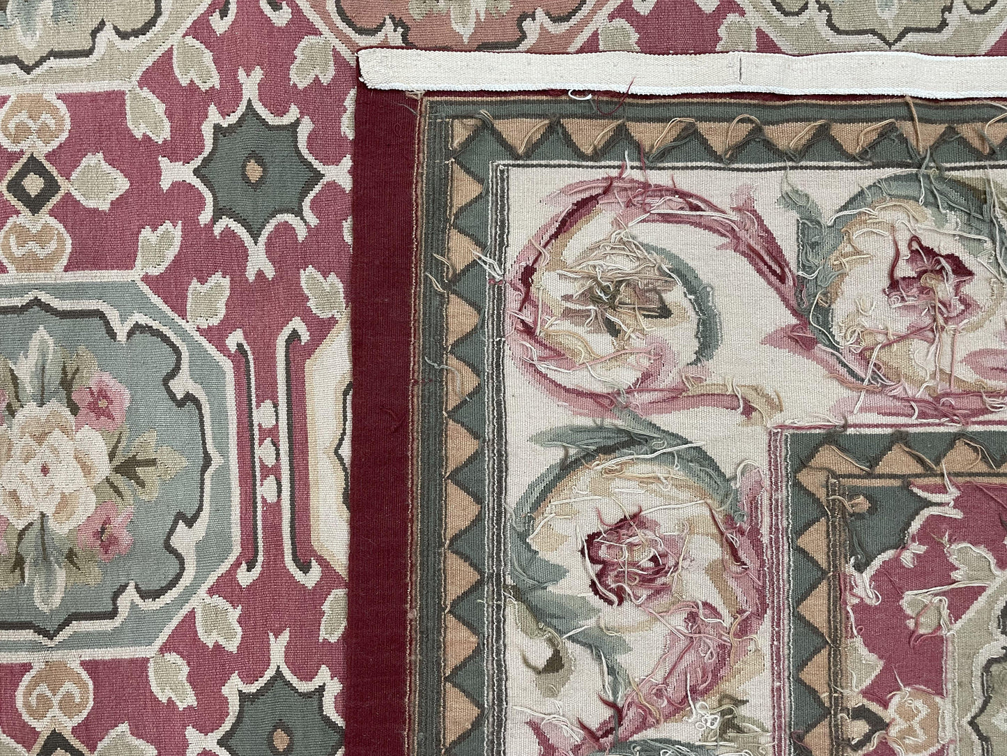 Square Aubusson Rug 9x9, Panel Design, European French English Carpet, Wool