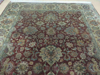 Handmade Wool Rug 6 By 9 Floral Oriental Tea Wash Red India Hand Knotted