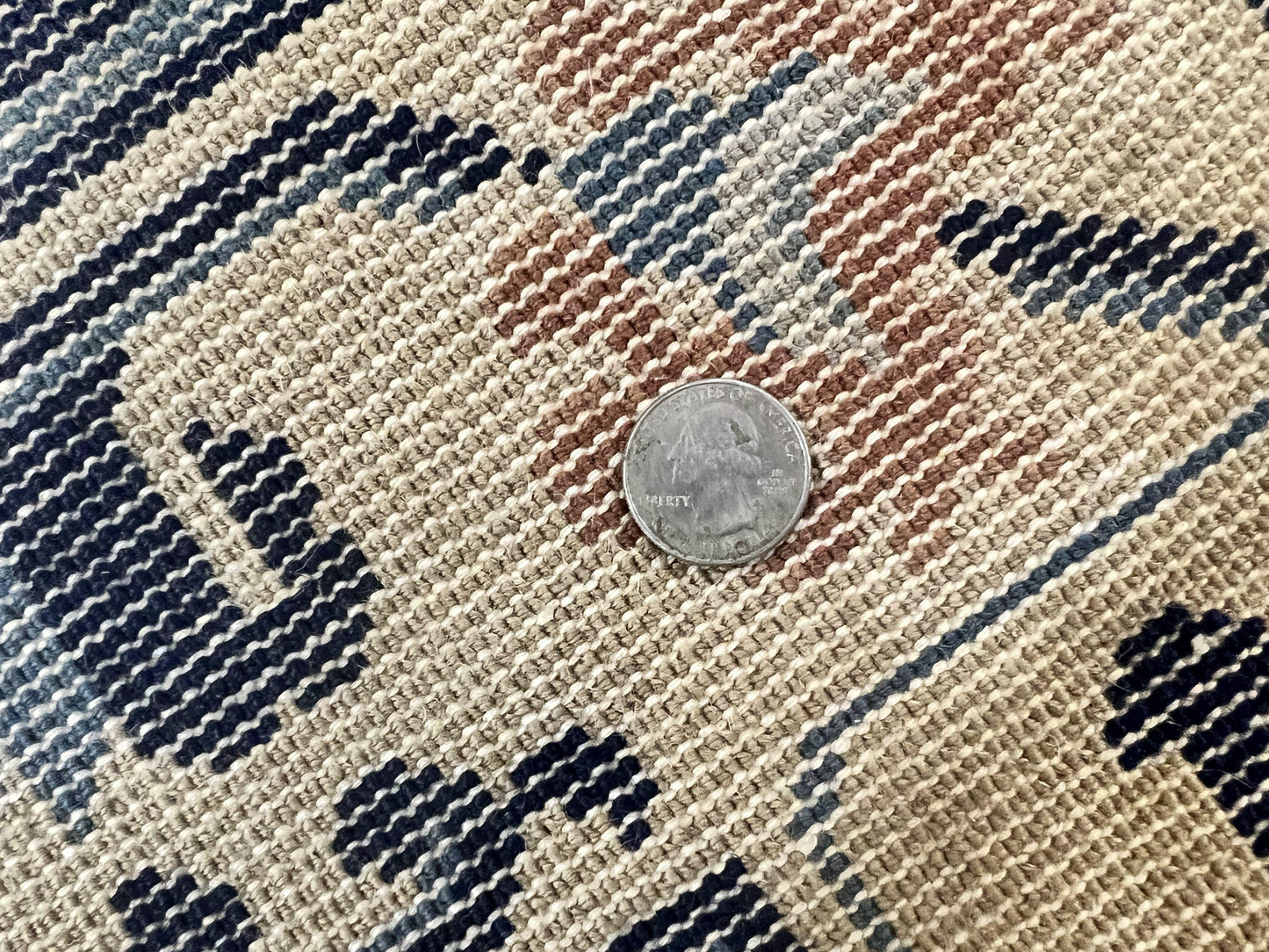 Chinese Peking Rug 4x6 Wool Hand Knotted Vintage Semi Antique Carpet Light Peach Navy Art Deco Style