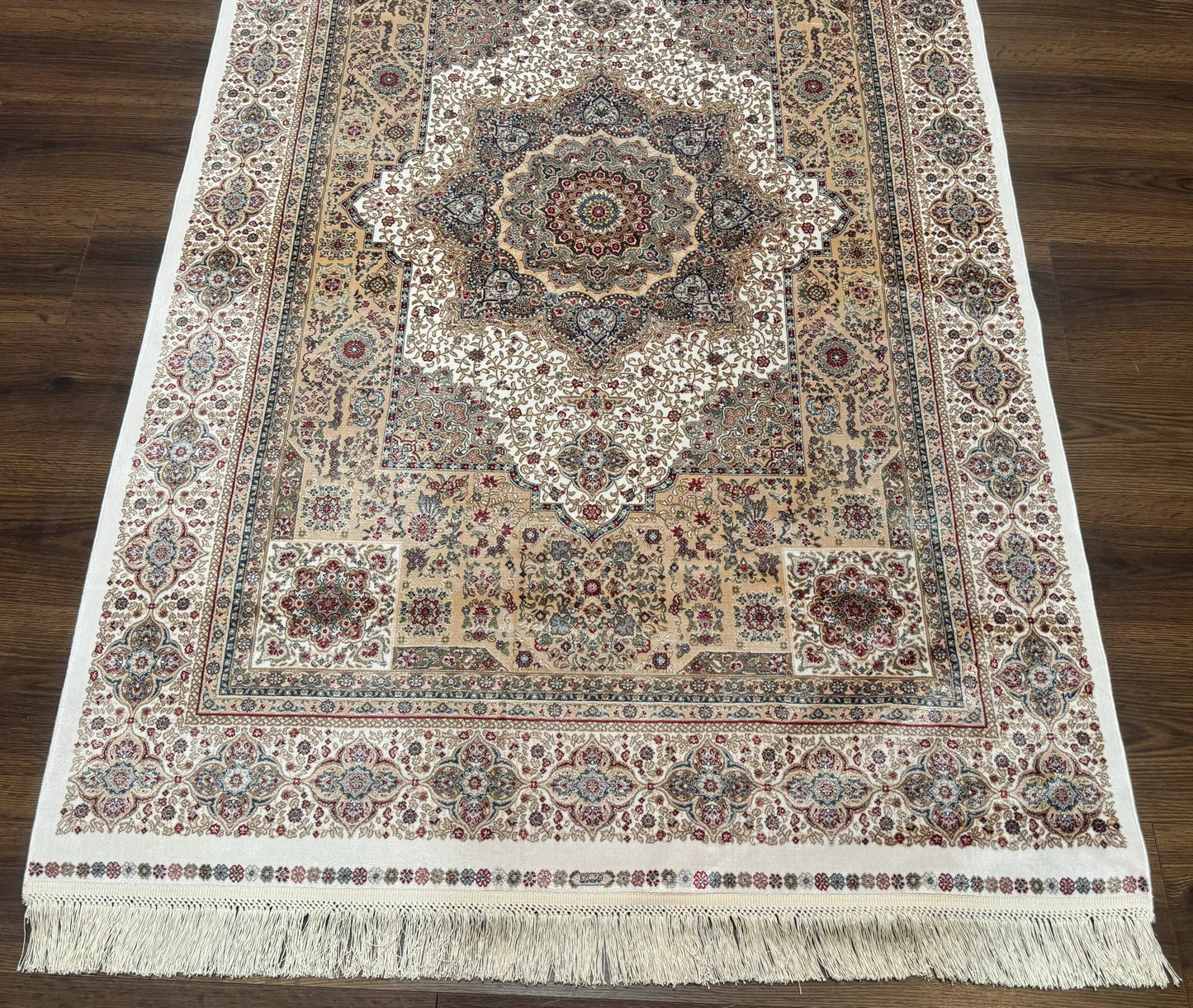 Memluk Silk Rug Turkish Hereke Style 4x6 Bamboo Silk Contemporary Carpet