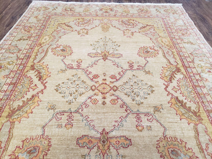 Turkish Oushak Rug Hand Knotted Wool 6x9 Vintage Area Rug
