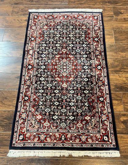 Indo Persian Rug 3x4 Herati Allover Handmade Wool Midnight Blue and Red