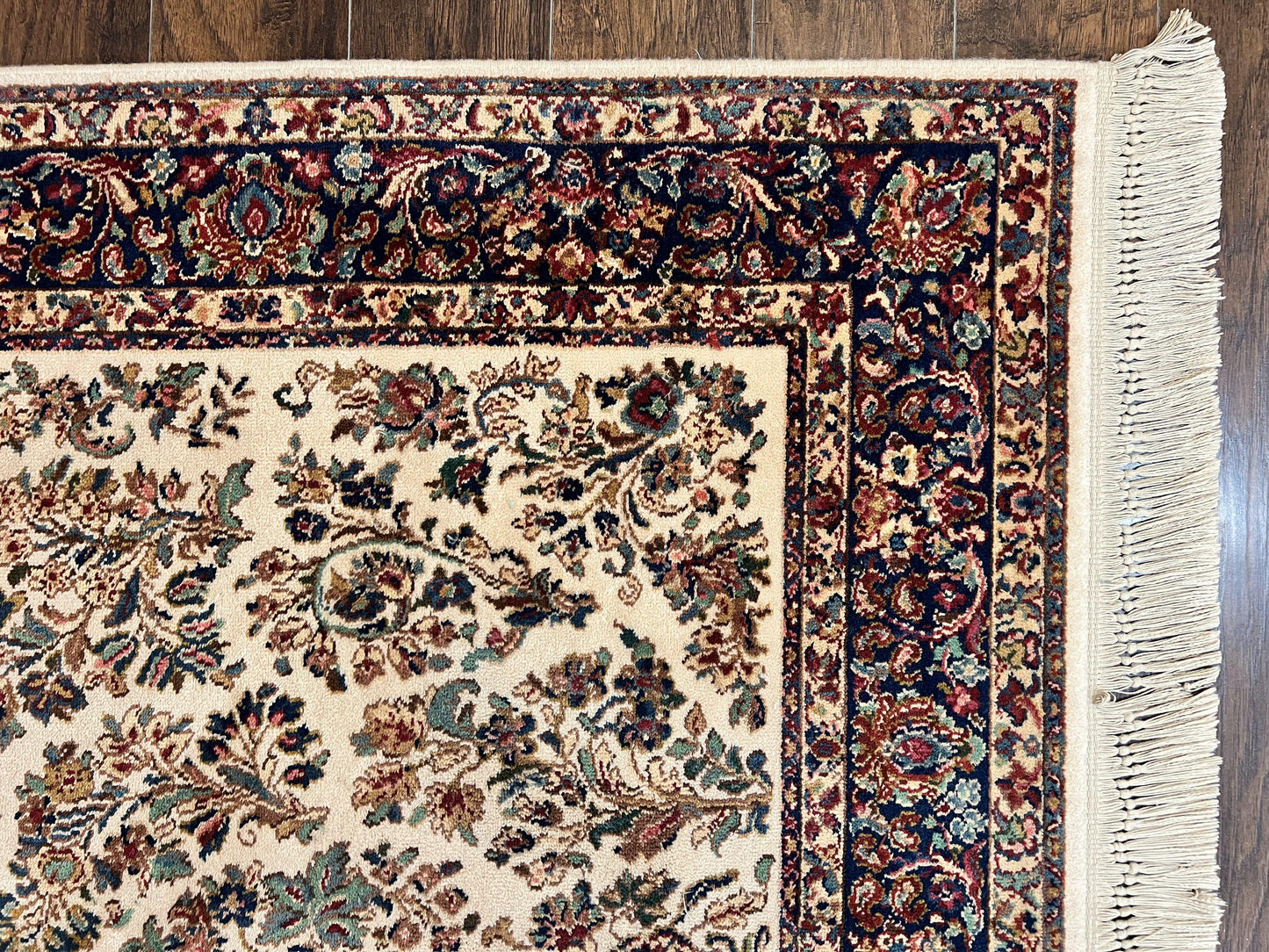 Karastan Rug 5.9 x 9 Ivory Sarouk #760, Vintage Wool Original Collection 700 Series, Discontinued