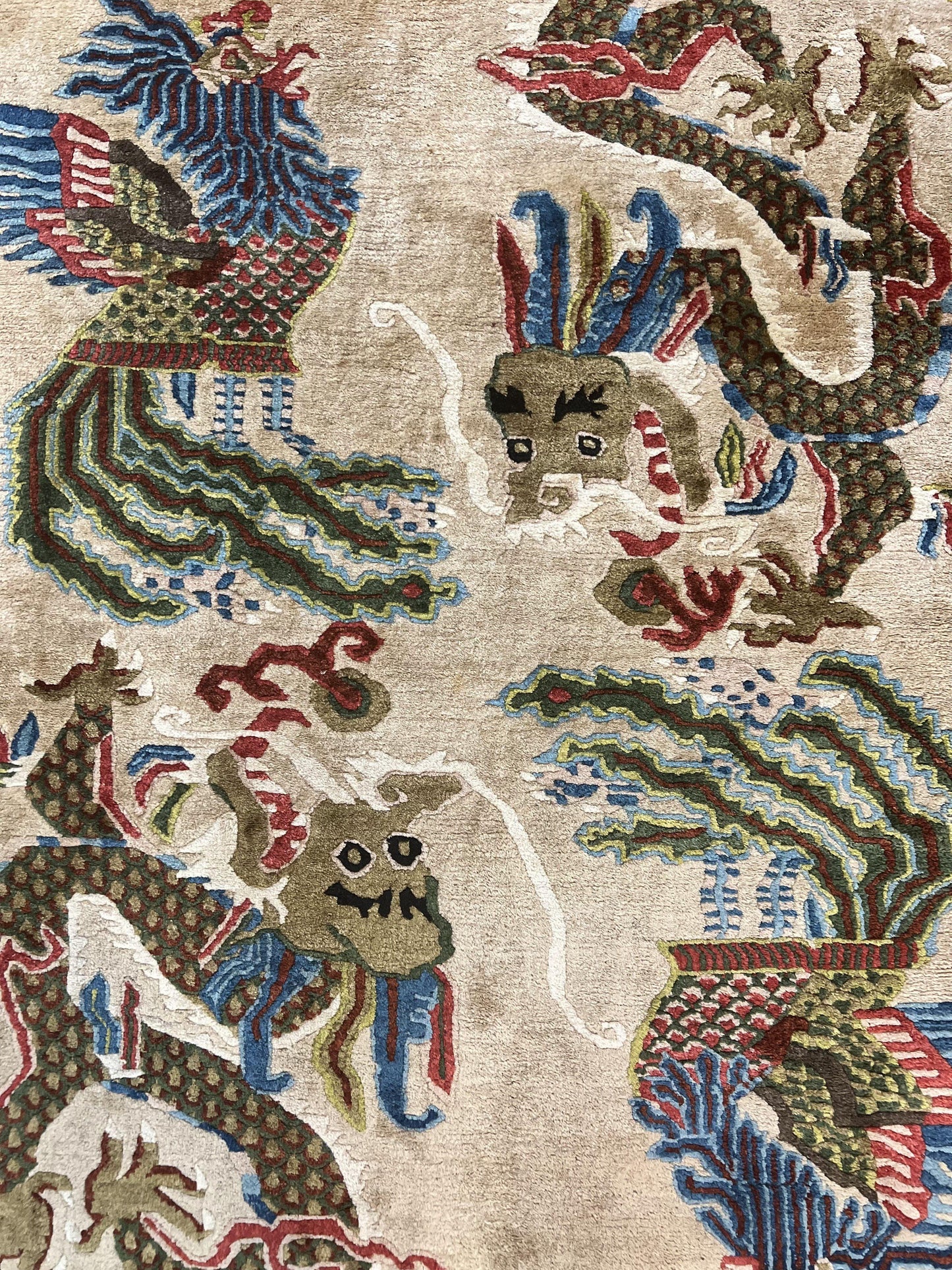 Peking Rug Handmade Wool Antique Chinese Oriental Carpet With Dragon Motifs