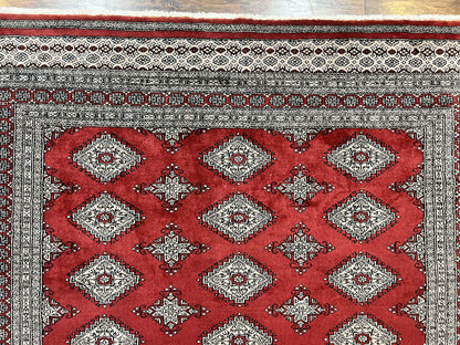 Pakistani Bokhara Rug 6x8 Handmade Wool Turkmen Carpet Vintage Red