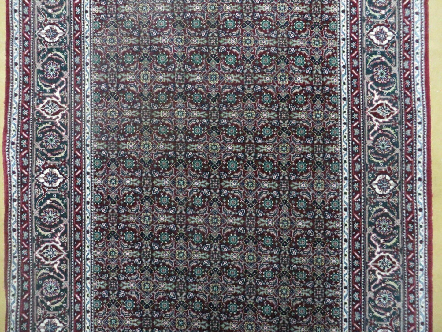 Amritsar Wool Silk Rug Vintage Handmade Medallion Harati Pattern 3x5 Indian Antique