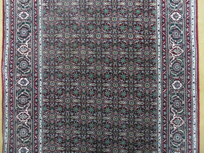 Amritsar Wool Silk Rug Vintage Handmade Medallion Harati Pattern 3x5 Indian Antique